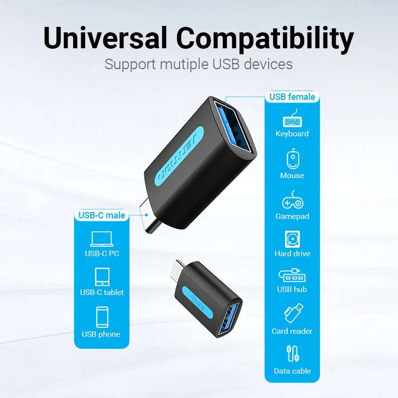 Vention USB C to USB 3.0/2.0 OTG Adapter for MacBook, Samsung, Xiaomi & More