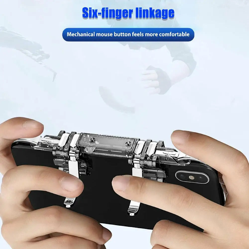 6 finger Pubg Mobile game Controller Phone Gamepad Trigger L1 R1 Aim /Shooter Button Joystick