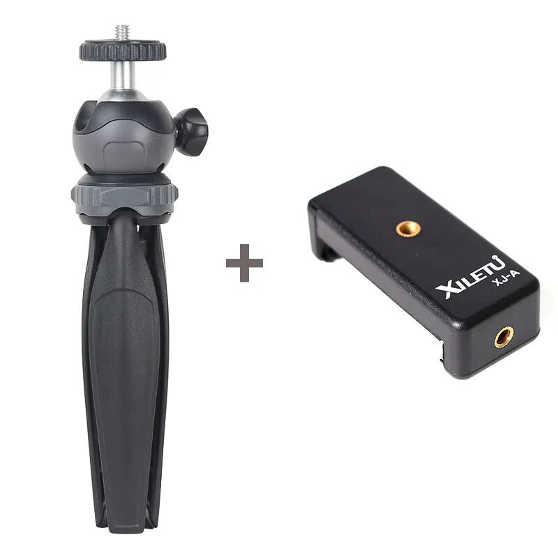 XILETU XS20 Mini Tabletop Tripod Desktop Holder Stand with Clip and Ball Head for Smartphone DSLR Camera