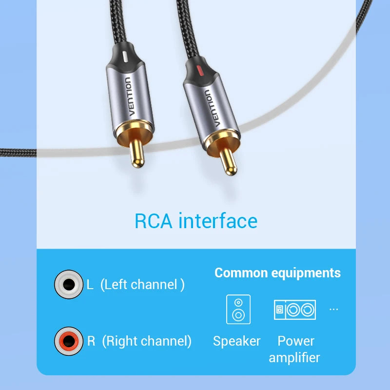 Vention USB-C to RCA Audio Cable | Type-C to 2 RCA for Speakers, Amplifiers & Laptops (1m/2m/3m)