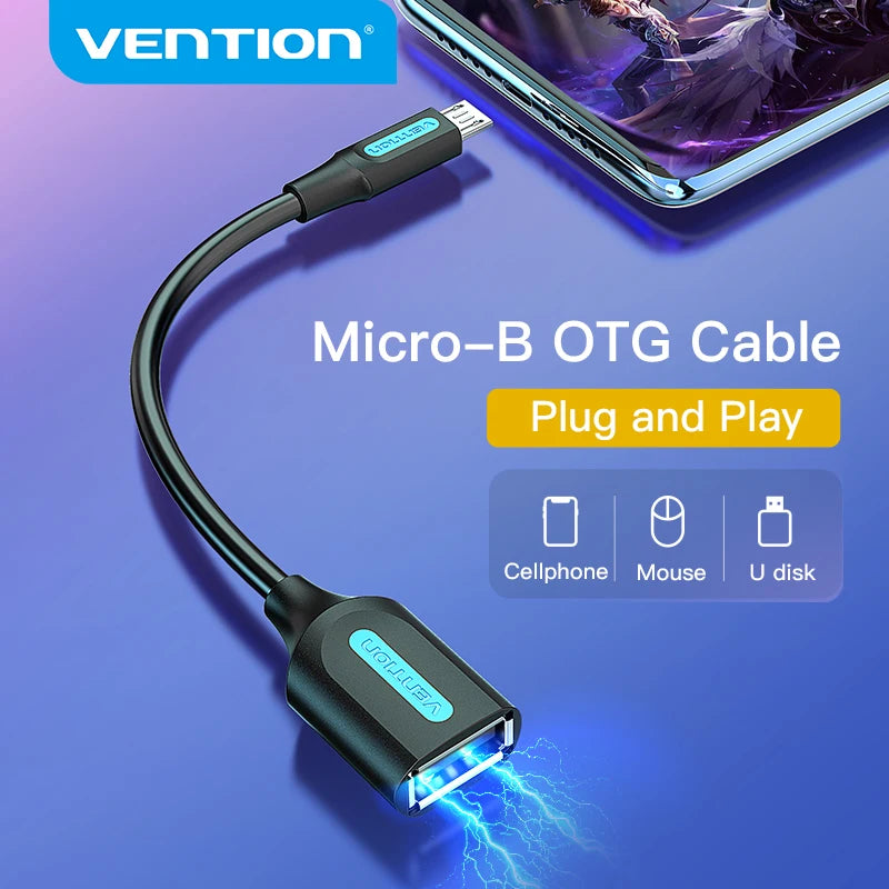 Vention Micro USB OTG Cable Adapter for Xiaomi, Samsung, Tablets & Android USB 2.0 Devices