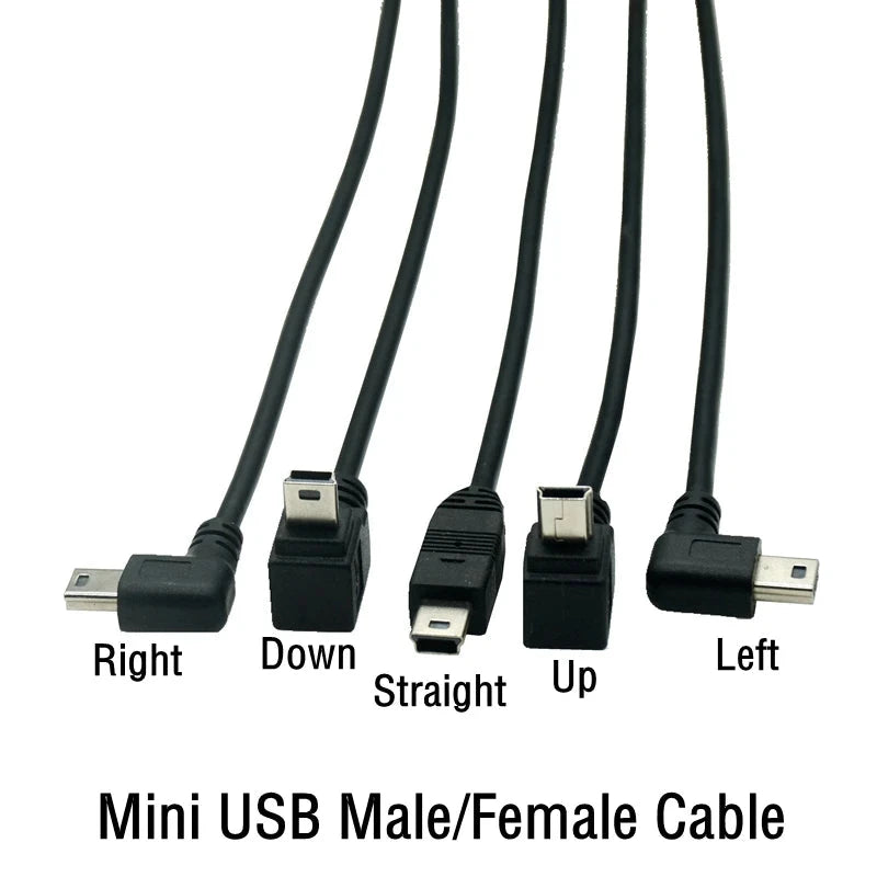 90 Degree Mini USB 5 Pin Male to Mini USB Female Extension Cable Left Up Down Right Angled MINI USB