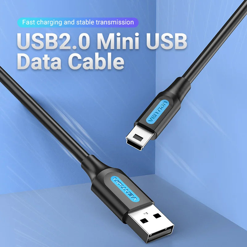 Vention Mini USB Cable Fast Charging & Data Transfer for Digital Camera, HDD, MP3, MP4, DVR, GPS