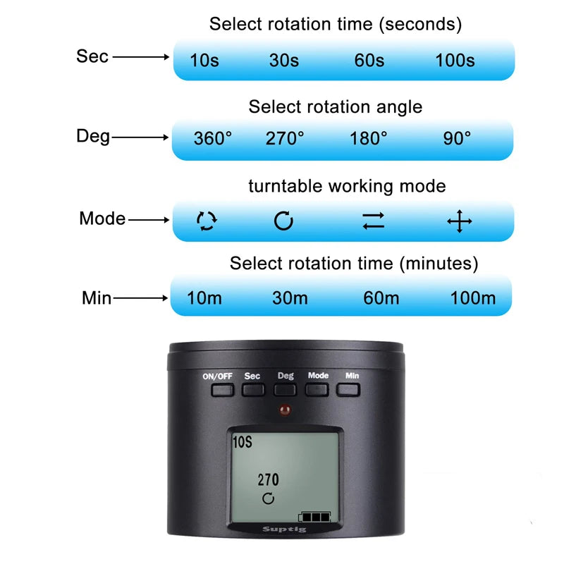 Smart Electric Rotating Tripod Mount for DJI Osmo Action, GoPro, Insta360 & Smartphones