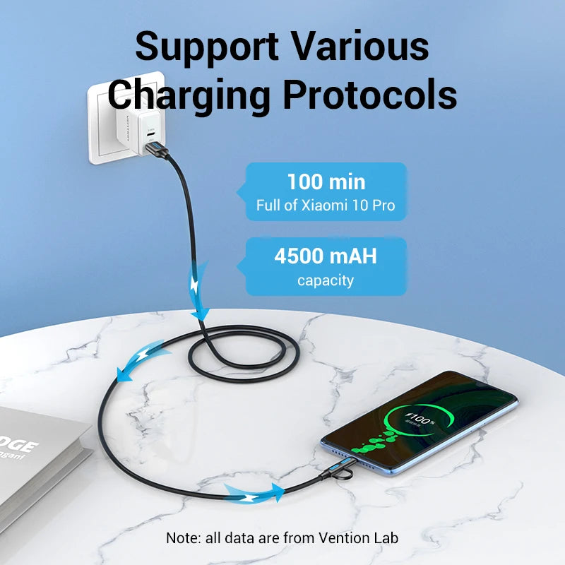 Vention 2-in-1 USB Type C & Micro USB Fast Charging Cable for Xiaomi, Samsung, Huawei - 3A Power