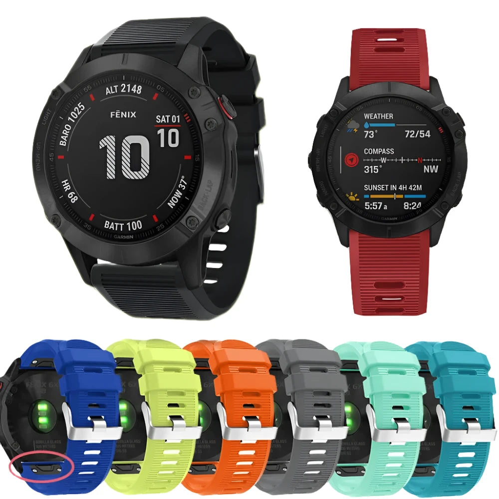 26mm Silicone Quick Release Kit Easyfit Watchband for Garmin Fenix 7X 6X /5X/Fenix 3/Fenix 3 HR