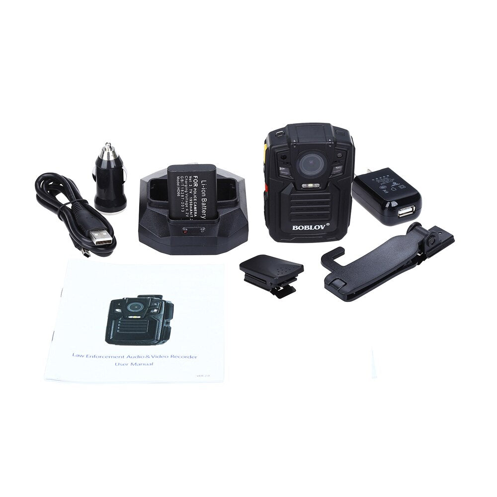 HD66-02 64GB HD 1296P Body Camera 2.0 LCD Police Mini Camera Video Recorder with External HD Lens