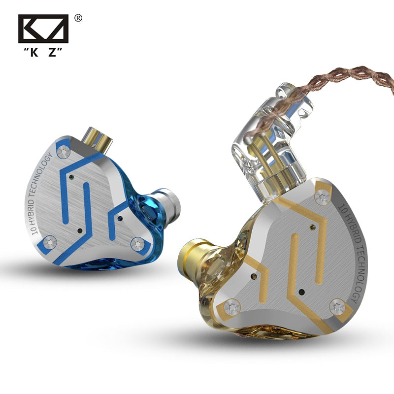 KZ ZS10 Pro Metal Headset 4BA+1DD Hybrid 10 drivers HIFI Bass Earbuds In Ear Monitor Headphones