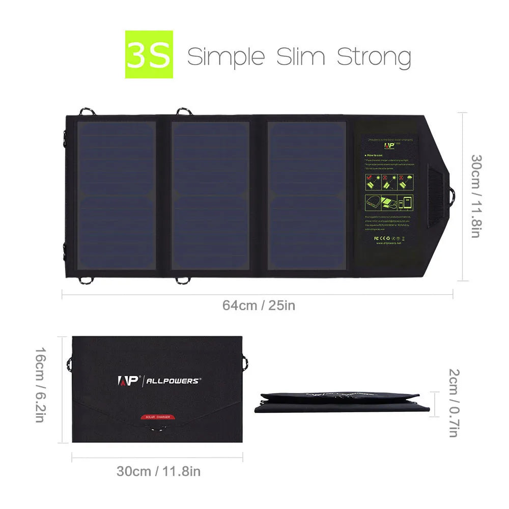 Solar panel 5V 21W Portable Phone Charger Solar Charger Dual USB Output Mobile Solar Battery Charger