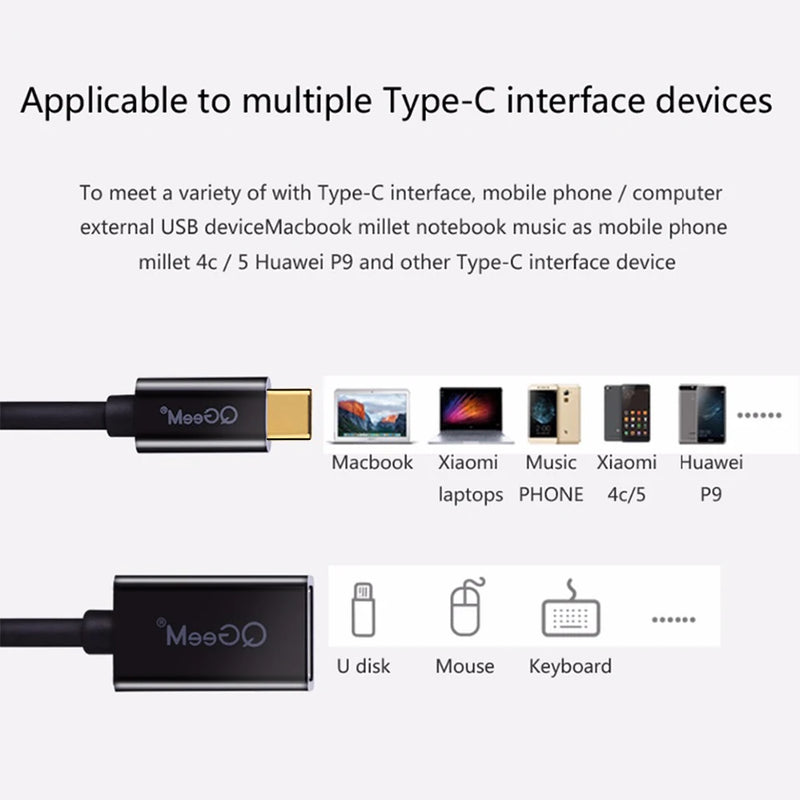 USB C OTG Adapter Cable USB 3.0/2.0 A Male to Female Data Sync Extension for Computer & Mobile