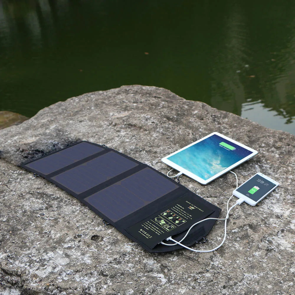 Solar panel 5V 21W Portable Phone Charger Solar Charger Dual USB Output Mobile Solar Battery Charger