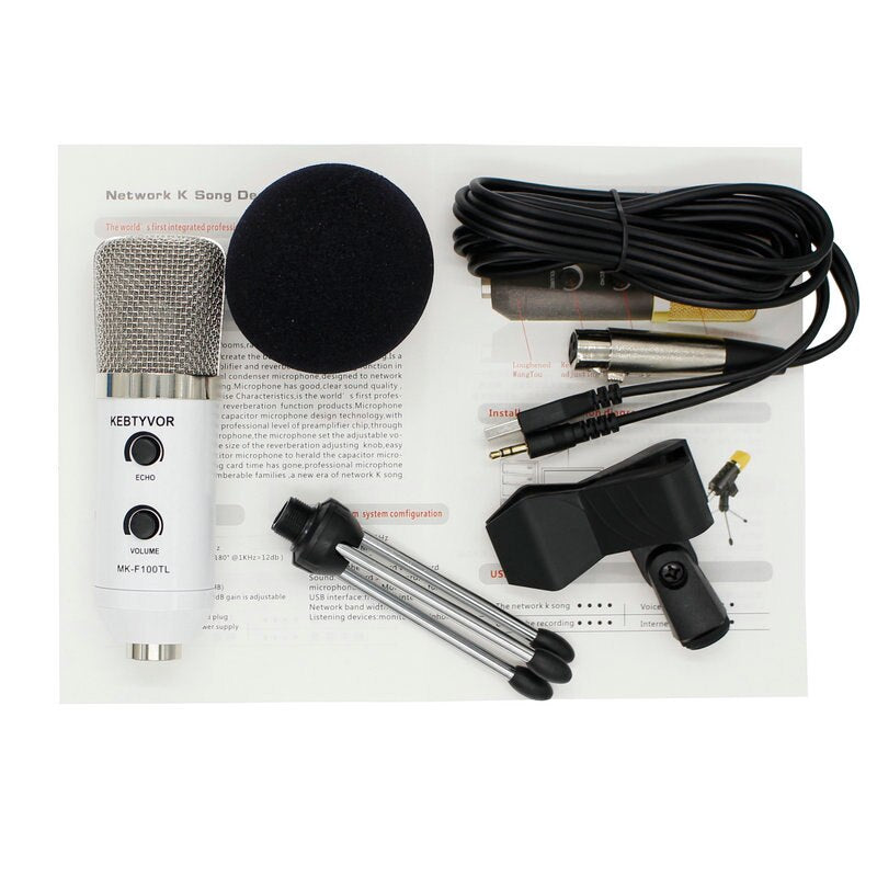 MK f100tl Blue USB 2.0 Condenser Sound Recording Audio Processing Wired Microphone with Stand