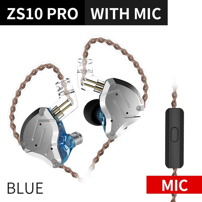 KZ ZS10 Pro Metal Headset 4BA+1DD Hybrid 10 drivers HIFI Bass Earbuds In Ear Monitor Headphones