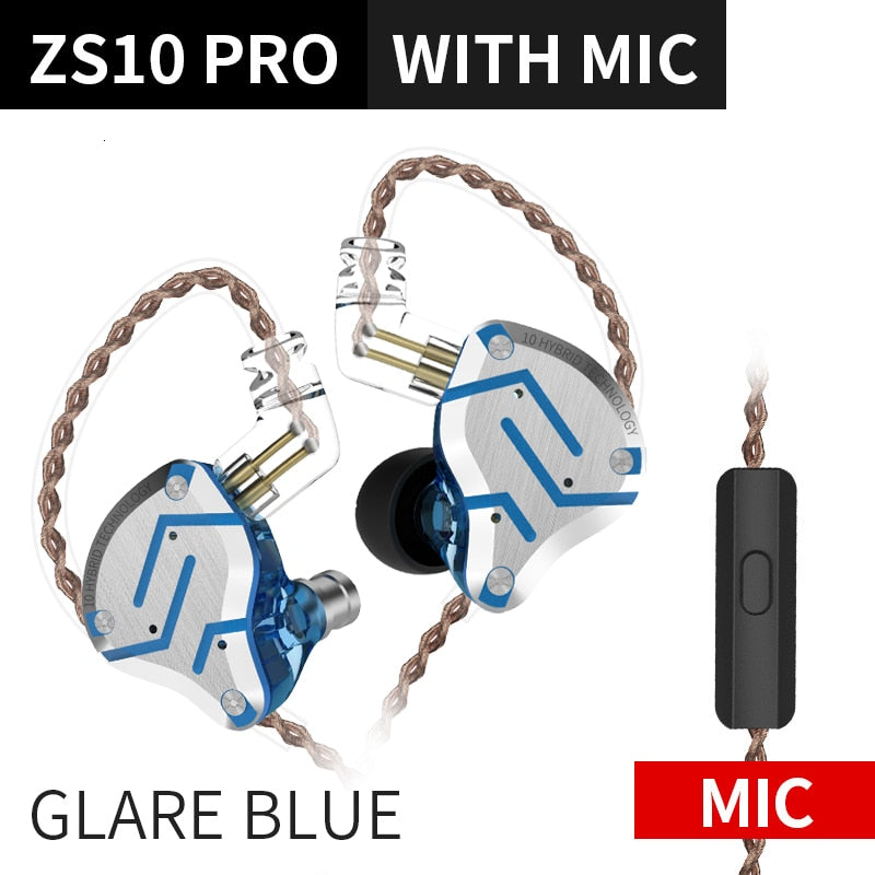 KZ ZS10 Pro Metal Headset 4BA+1DD Hybrid 10 drivers HIFI Bass Earbuds In Ear Monitor Headphones