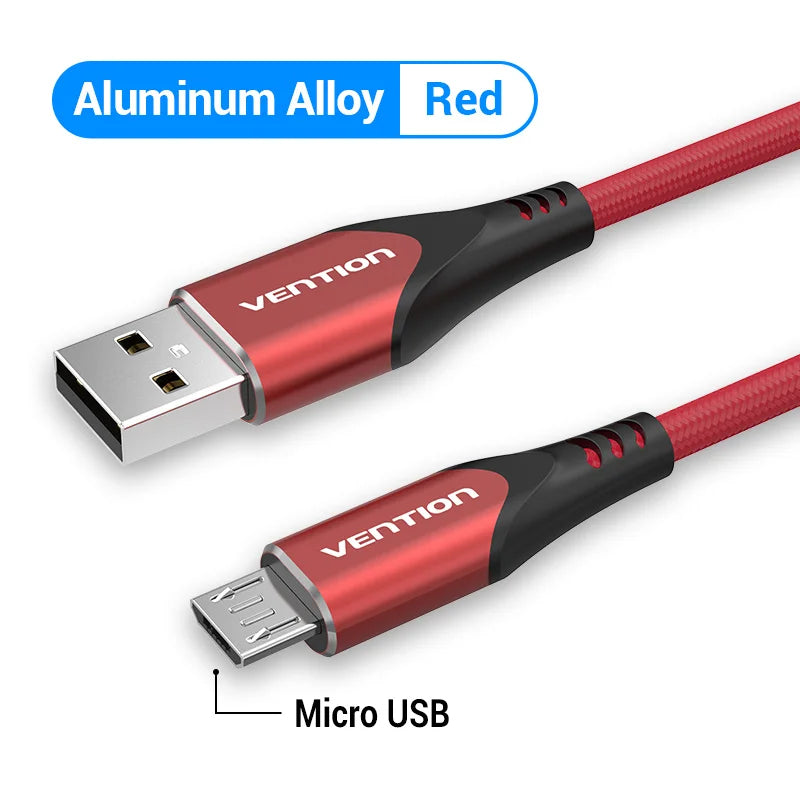 Vention 3A Micro USB Fast Charger Cable for Samsung, Xiaomi, LG, Android Phones - Nylon Braided