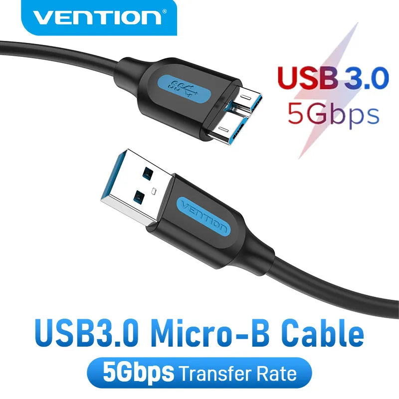 USB 3.0 Micro B to Type A Cable - Fast Data Transfer and Charging for Hard Drives & Samsung Devices