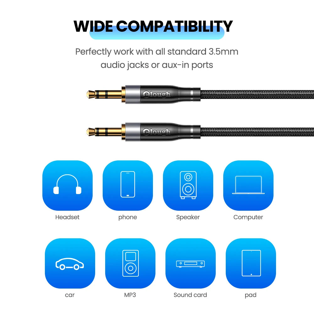 Elough 3.5mm Male to Female and Male to Male Audio Extension Cable for Speakers & Headphones