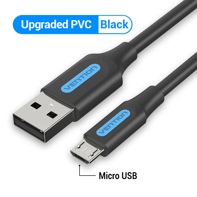 Vention 3A Micro USB Fast Charger Cable for Samsung, Xiaomi, LG, Android Phones - Nylon Braided