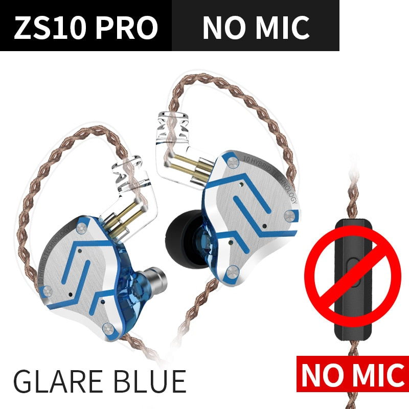 KZ ZS10 Pro Metal Headset 4BA+1DD Hybrid 10 drivers HIFI Bass Earbuds In Ear Monitor Headphones