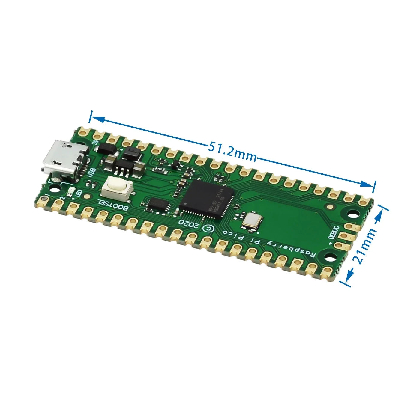 Raspberry Pi Pico RP2040 Dual-Core Microcontroller Board with GPIO, Flash, and Low-Power Design