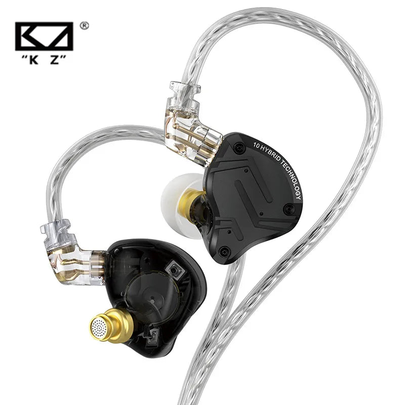 KZ ZS10 PRO X HiFi Bass Hybrid In-Ear Earphones with Detachable Cable for Music & Noise Isolation