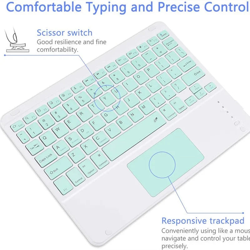 RNABAU English Bluetooth Keyboard – 10-inch Wireless Keyboard for iPad, Tablet & Laptop