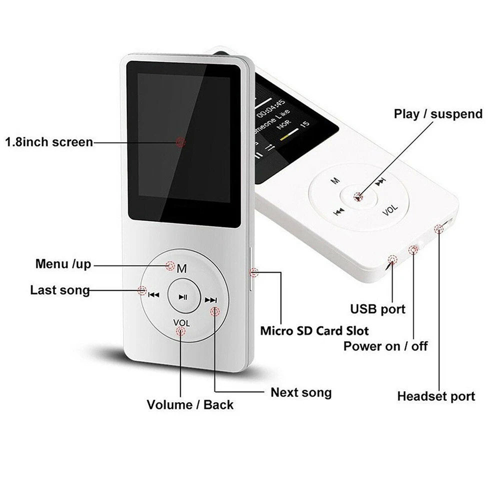 Portable Mini MP3 Player HiFi Bluetooth 4.0 Music Walkman with FM Radio, Recorder, eBook Reader