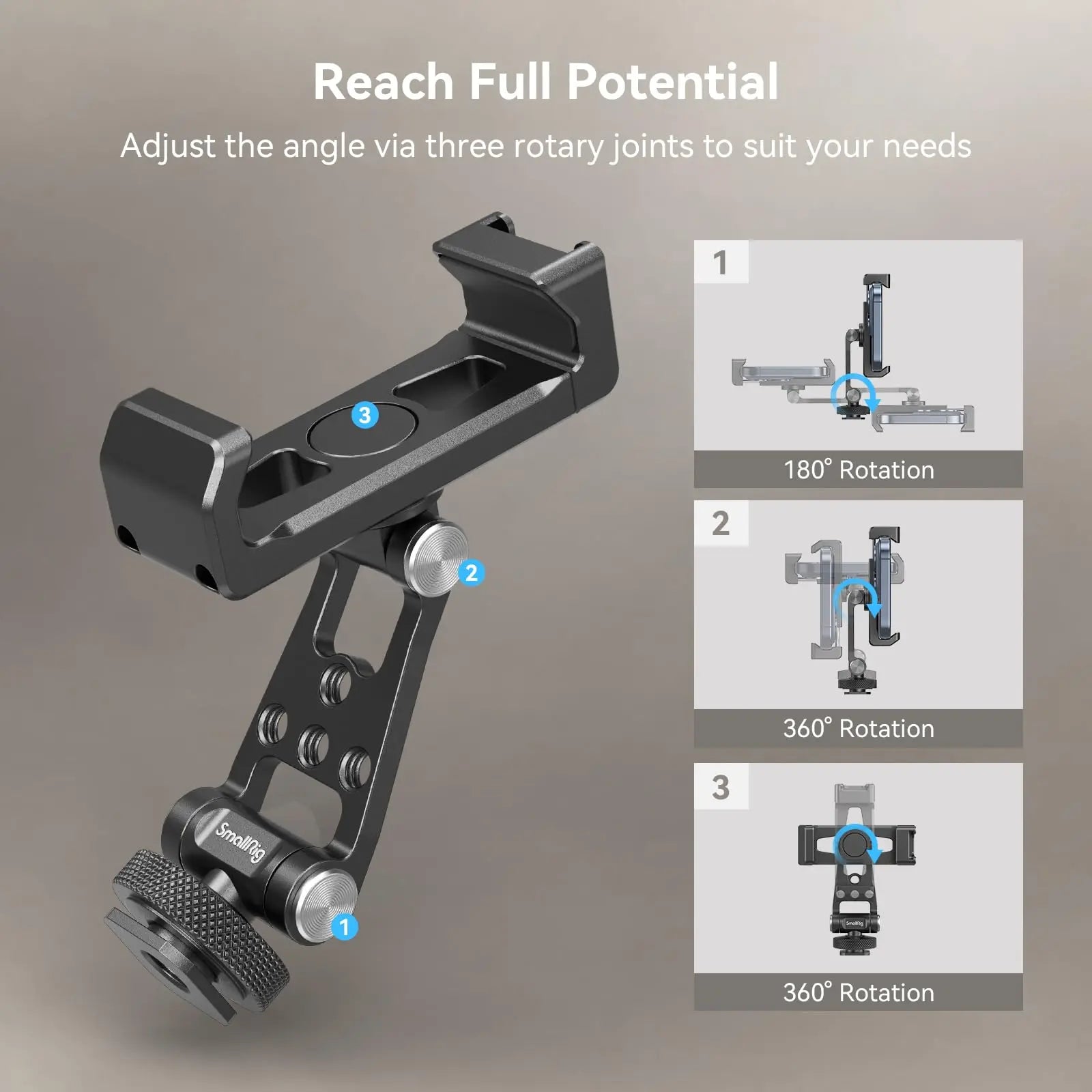 Phone Support for DJI Stabilizers, Free Adjustment Phone Mount Adapter with 1/4"-20 Threaded Hole