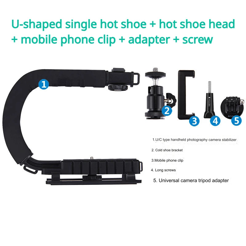 U-Shaped Portable Handheld Camera Stabilizer for SLR & DV – Video Handle & C-Shaped Steadicam Kit