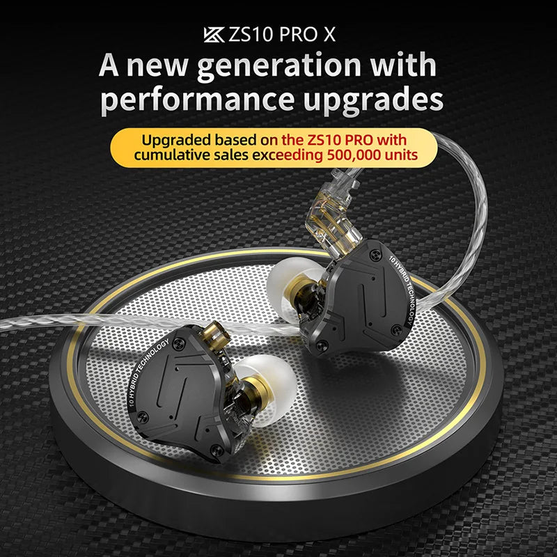 KZ ZS10 PRO X HiFi Bass Hybrid In-Ear Earphones with Detachable Cable for Music & Noise Isolation