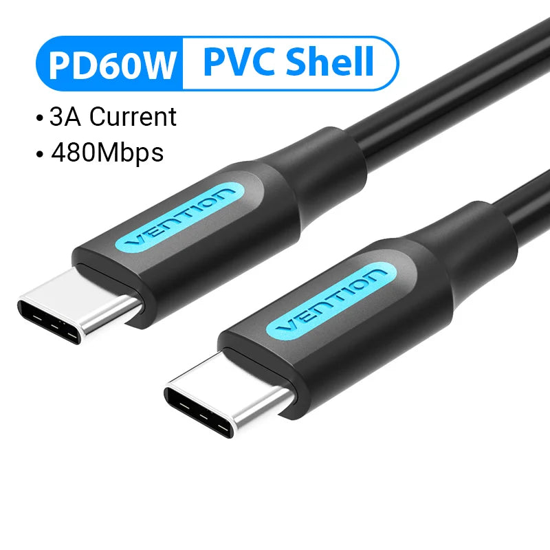 Vention USB C Charging Cable 3A Fast Charger for Xiaomi, Huawei, Samsung S21, and Type-C Devices