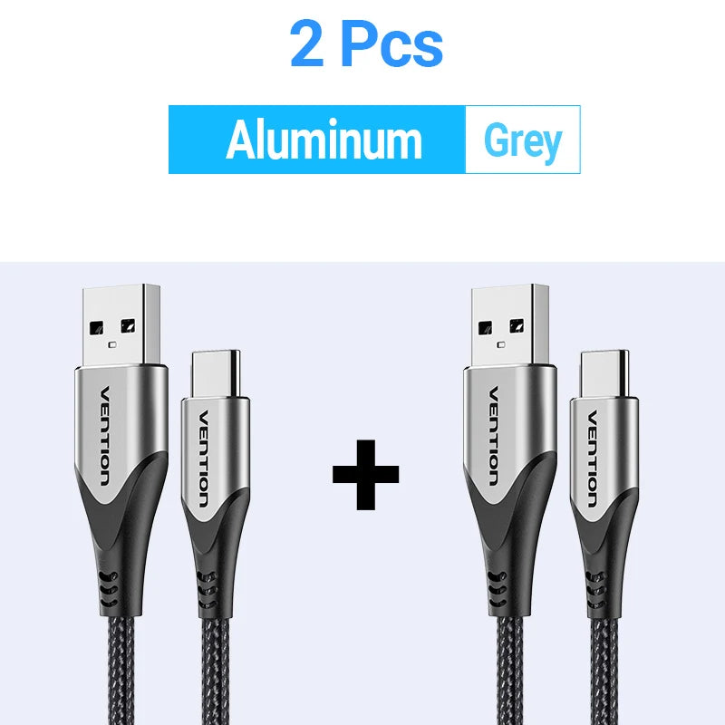 Vention USB C Charging Cable 3A Fast Charger for Xiaomi, Huawei, Samsung S21, and Type-C Devices