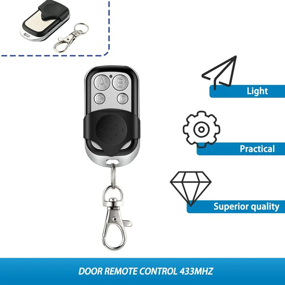 433MHz 4-Button Universal Metal Push Button Remote Control for Garage Door Opener Fixed Code Devices