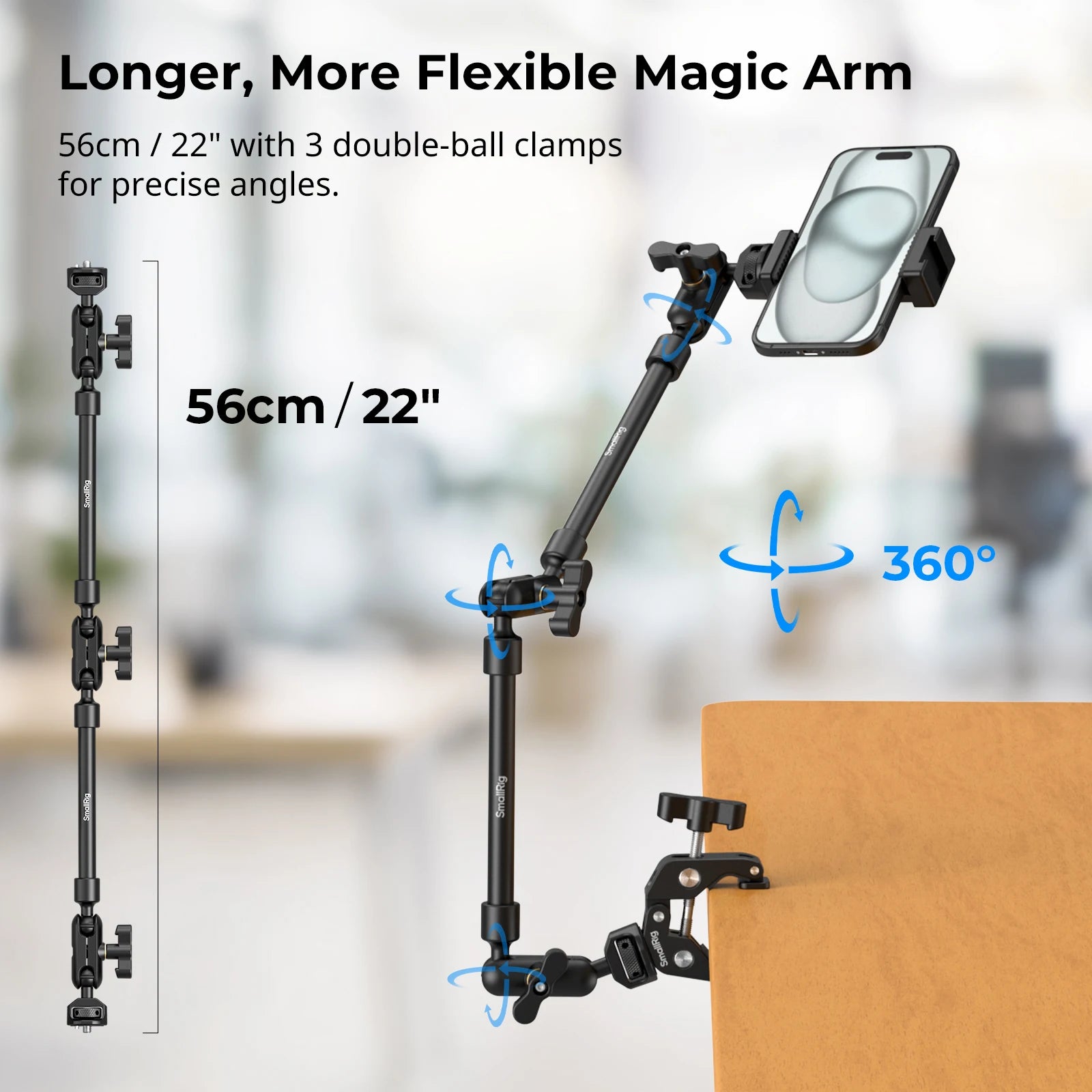 Magic Arm with Crab Clamp Kit – Adjustable Tripod Mount & Boom Arm for Smartphones & Cameras