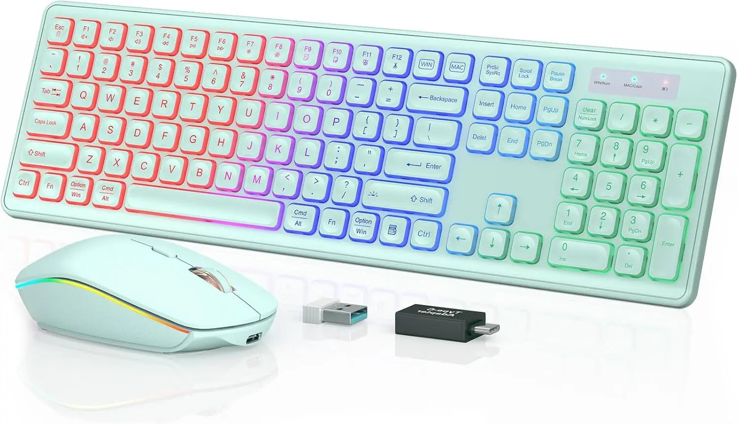 JOMAA Rechargeable Backlit Wireless Keyboard and Mouse Combo | RGB Full-Size Slim Ergonomic Set