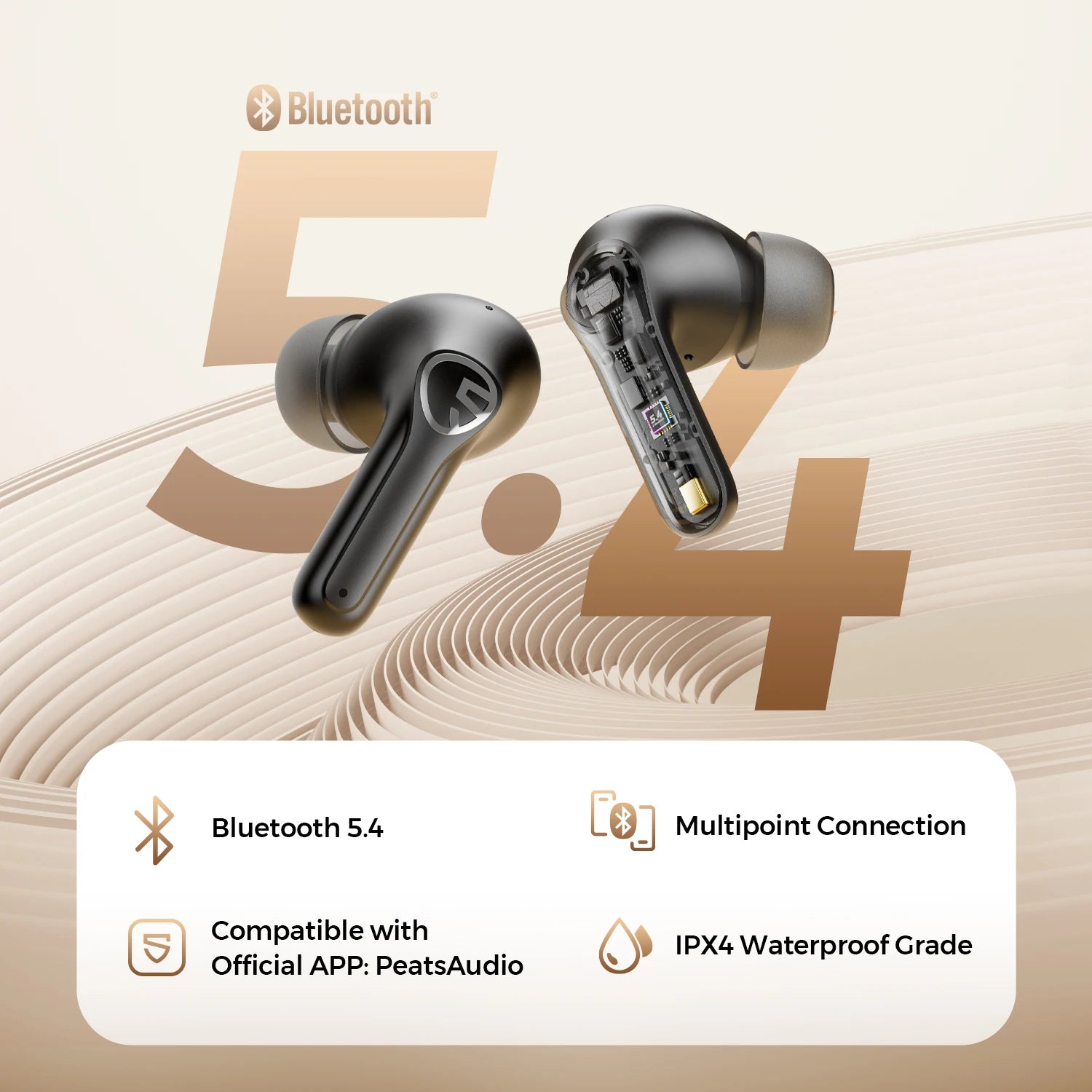 SoundPEATS T3 Pro Wireless Earbuds – Active Noise Cancelling Bluetooth 5.4 with 12mm Drivers, 4 Mics