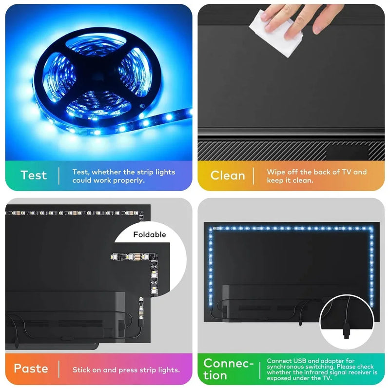 RGB 5050 DC5V USB 24Keys Bluetooth Led Strip Lights Tape with Remote Control Colour Change Lamp