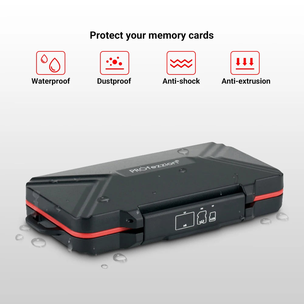 36 Slots SD Card Case Waterproof CF Micro SD Card Holder Storage Box with Carabiner Memory Card