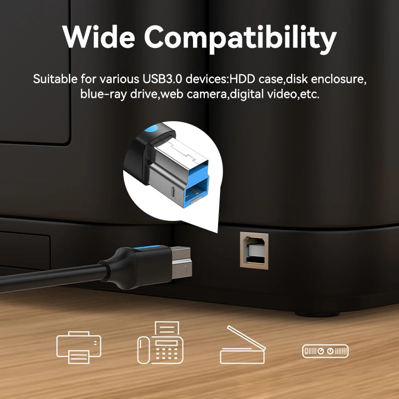 Vention USB C to USB Type B 3.0 Cable, 5Gbps for MacBook, HP, Canon, Epson, Samsung Printers and HD