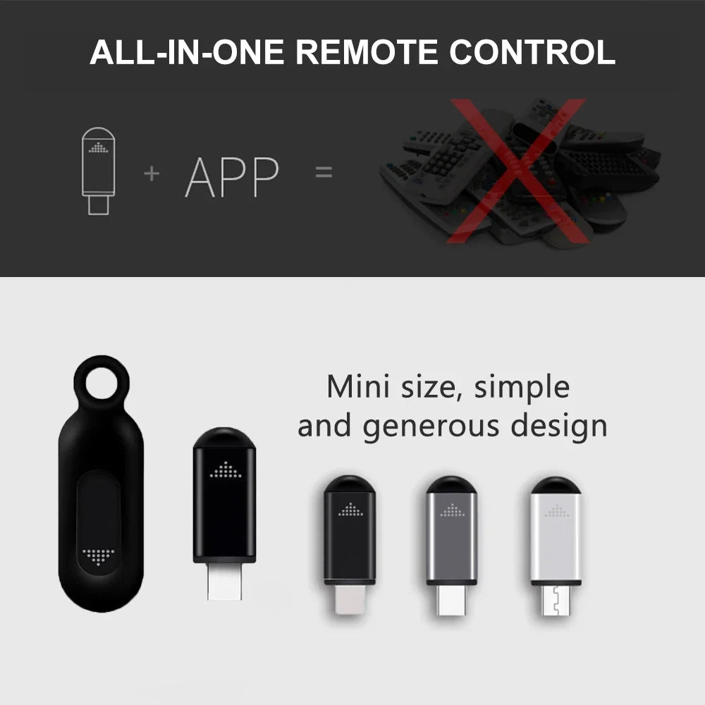 Universal Smartphone IR Blaster | Type-C, Lightning, Micro USB Remote for TV, AC & Smart Devices