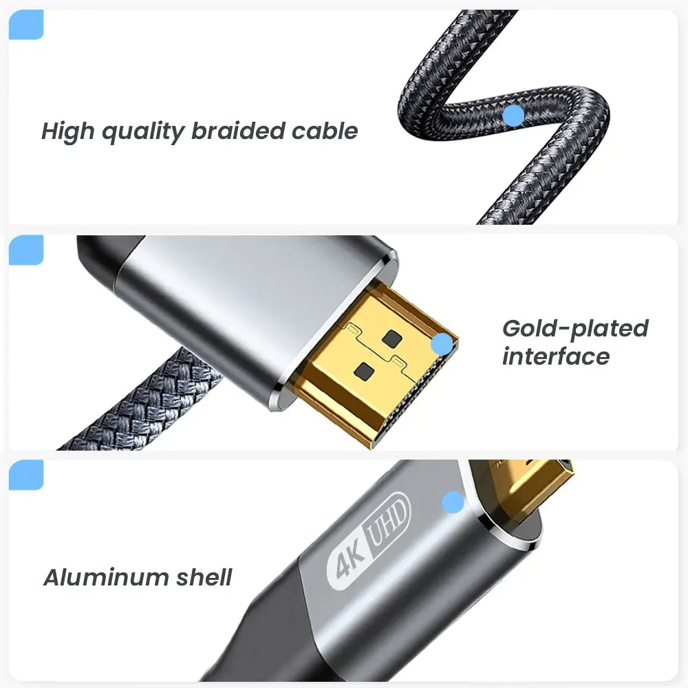 NIERBO Mini HDMI to HDMI Cable 4K 60Hz High-Speed Braided Cable Bi-Directional for Tablet & Camera