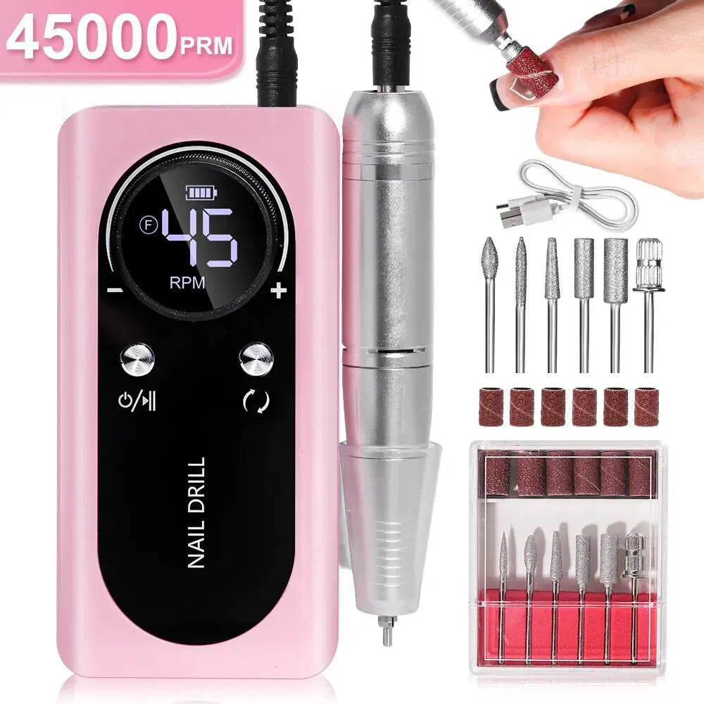 Limegirl Professional 45000RPM Electric Nail Drill Machine – Rechargeable & Low Noise Manicure Tool