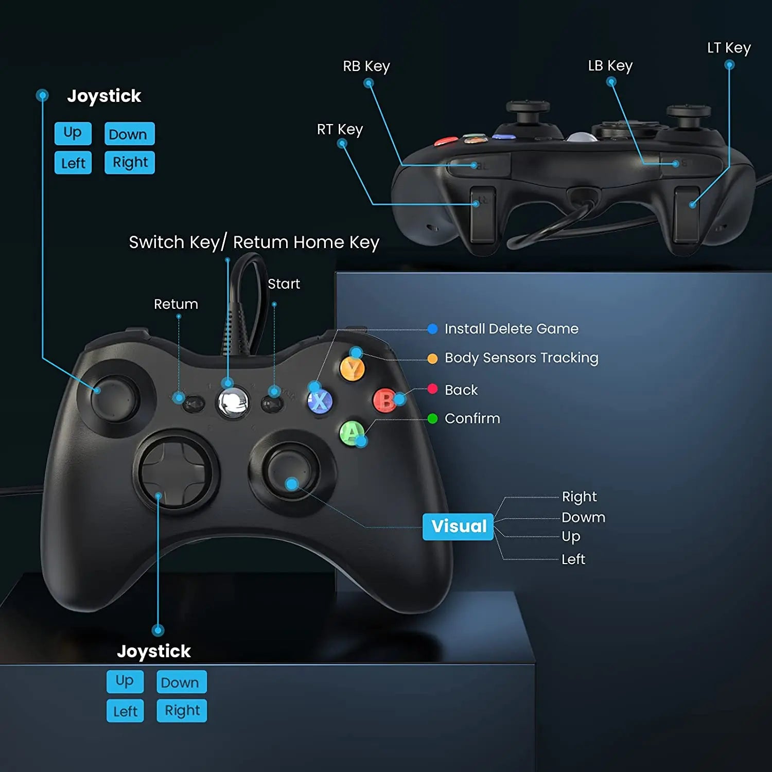 USB Wired Controller for Xbox 360 & PC – High-Performance Gaming Gamepad