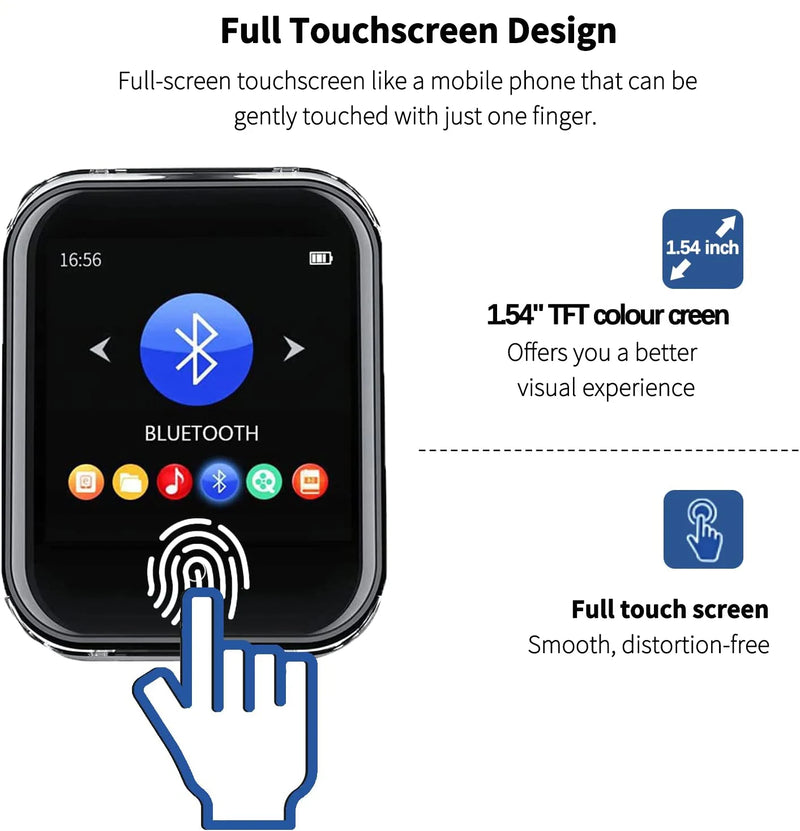 RUIZU M8 MP3 Player with Bluetooth – Touch Screen Wearable Mini Music Player