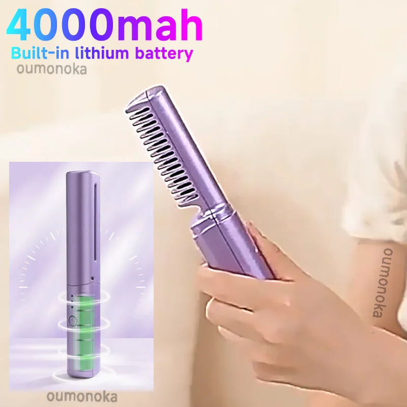 Wireless 3-in-1 Hair Straightener & Styling Tool – Hot Comb, Flat Iron & Curler