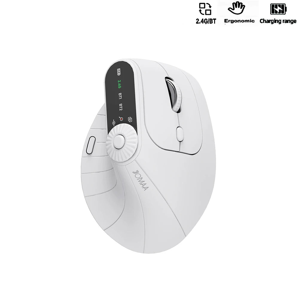 Rechargeable Ergonomic Vertical Mouse | Multi-Device Bluetooth & 2.4G Wireless with Function Knob