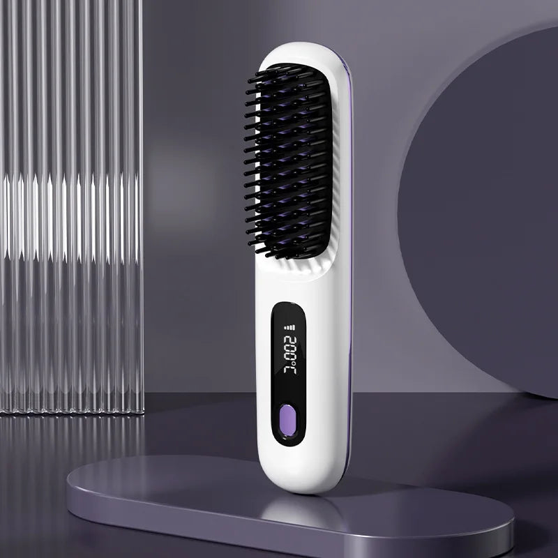 LCD Straight Hair Comb – Portable Cordless Hair Straightener for Travel & Daily Styling