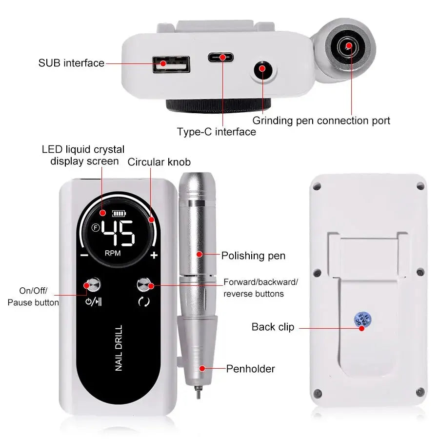 Limegirl Professional 45000RPM Electric Nail Drill Machine – Rechargeable & Low Noise Manicure Tool