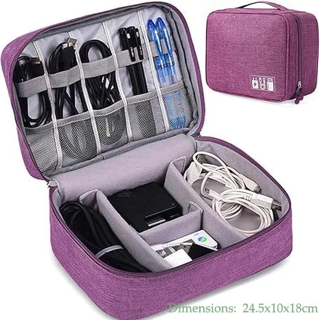 Waterproof Cable Storage Bag | Portable Travel Organizer for USB, Chargers & Accessories