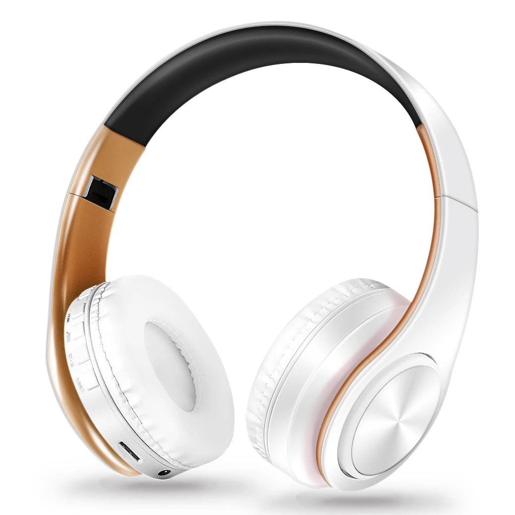 Men’s Gold Wireless Headphones Bluetooth Stereo Headset with Built-in MIC & 3.5mm Jack